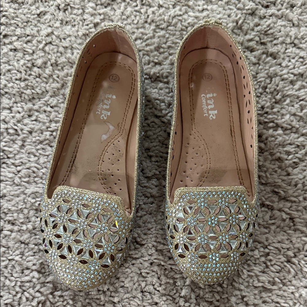 Little Girls Gold Flats